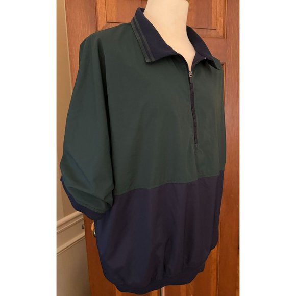 Port Authority Half‎ Zip Windbreaker Mens XL Navy/Green Pullover Casual Athletic - Picture 1 of 14